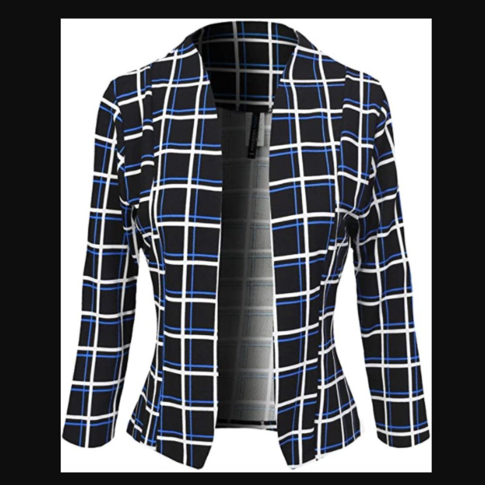 🖤 5/$10 Women's Black and White Plaid Blazer